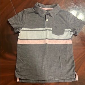 Cat & Jack Gray and Pink Color-Block Polo Shirt